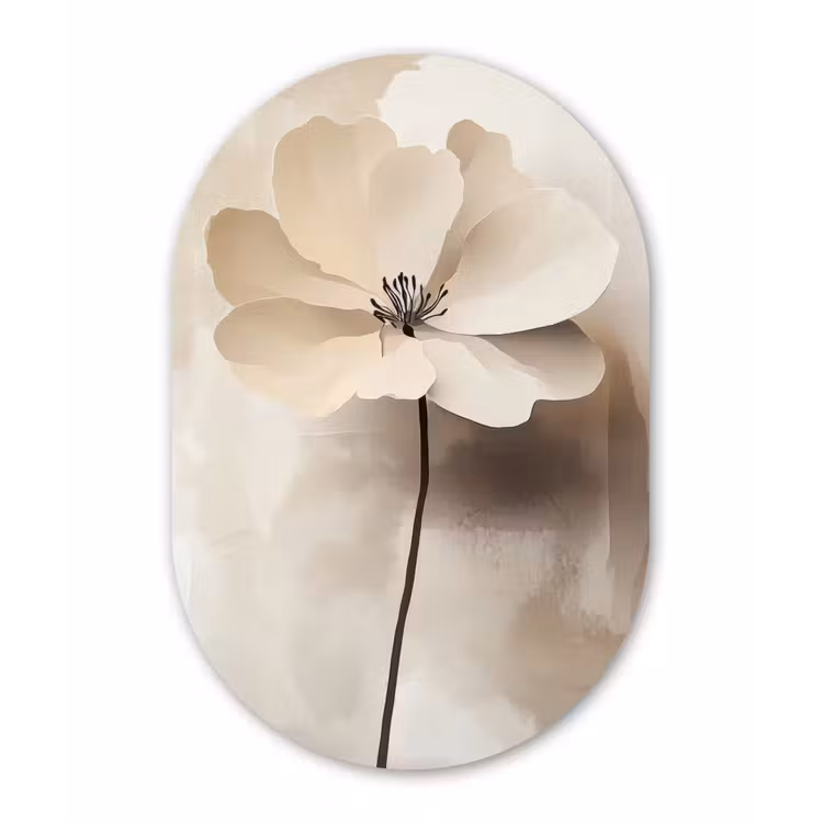 Muurovaal - Glas - Bloem - Beige - Verf - Schaduw — 1