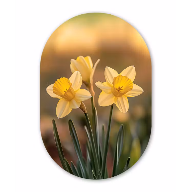 Muurovaal - Glas - Bloemen - Geel - Wazig — 1