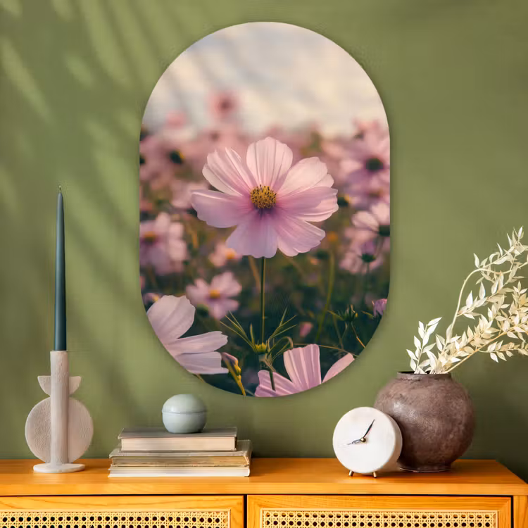Muurovaal - Glas - Bloemen - Paars - Wazig — 2