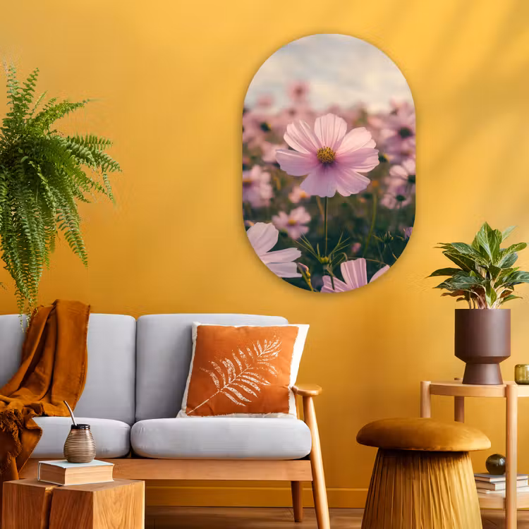 Muurovaal - Glas - Bloemen - Paars - Wazig — 3
