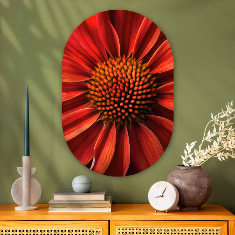 Muurovaal - Glas - Close up - Bloem- Rood — 2
