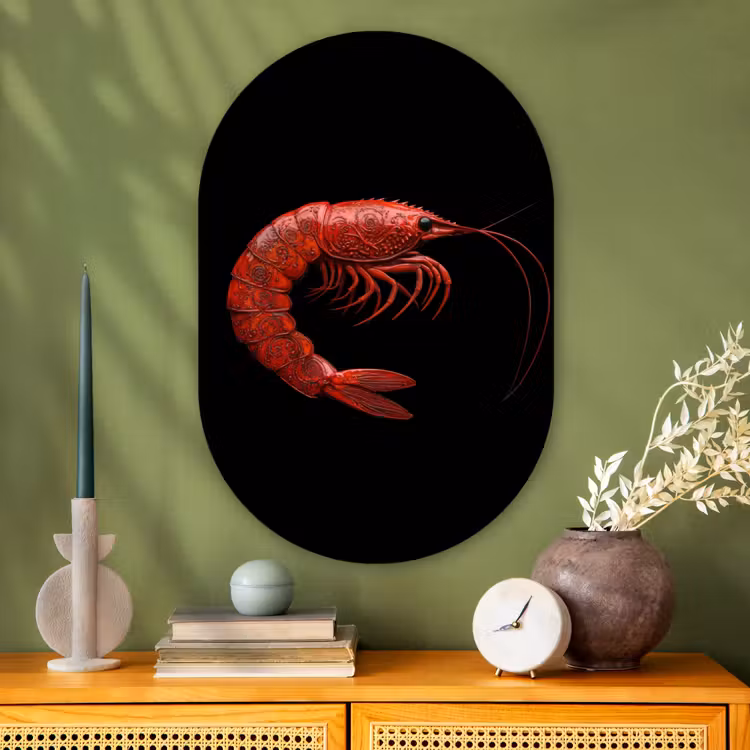 Muurovaal - Glas - Garnaal - Rood - Dieren — 2