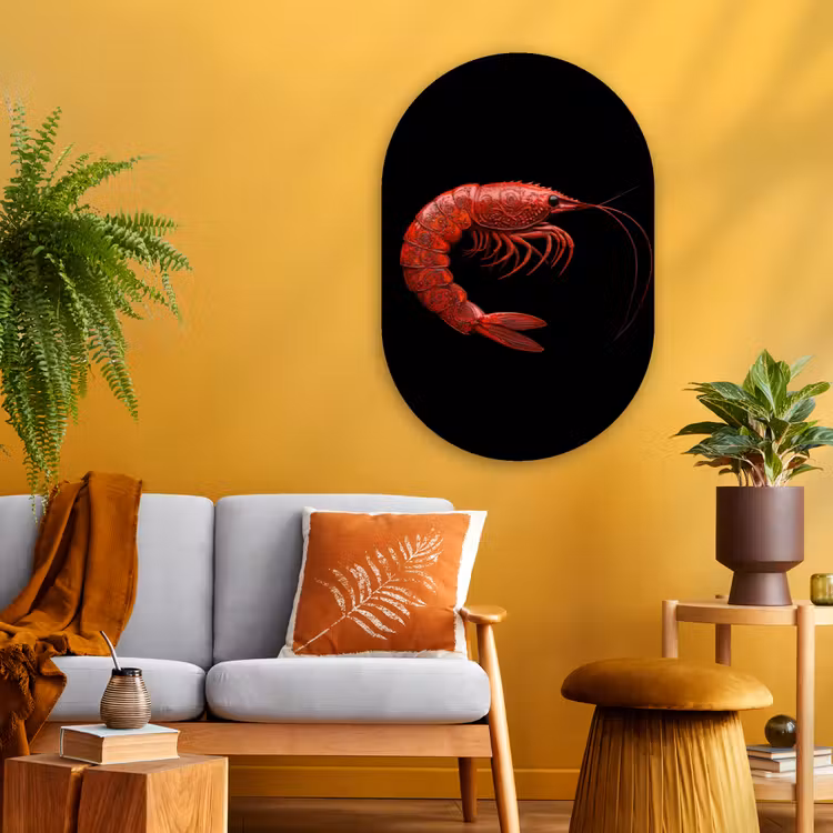 Muurovaal - Glas - Garnaal - Rood - Dieren — 3