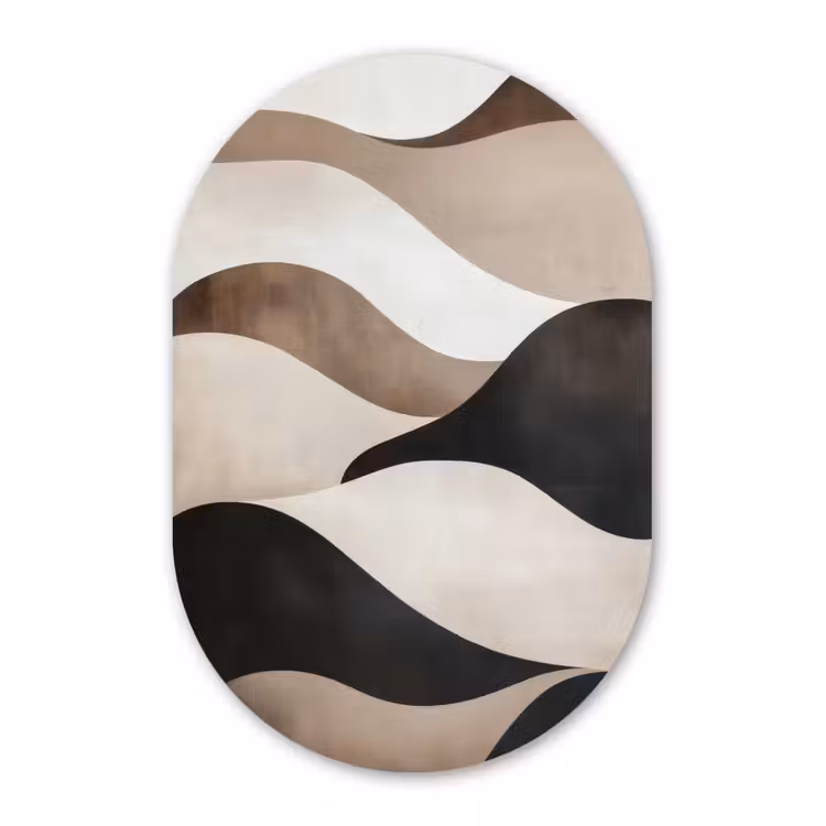 Muurovaal - Glas - Golven - Abstract - Beige — 1