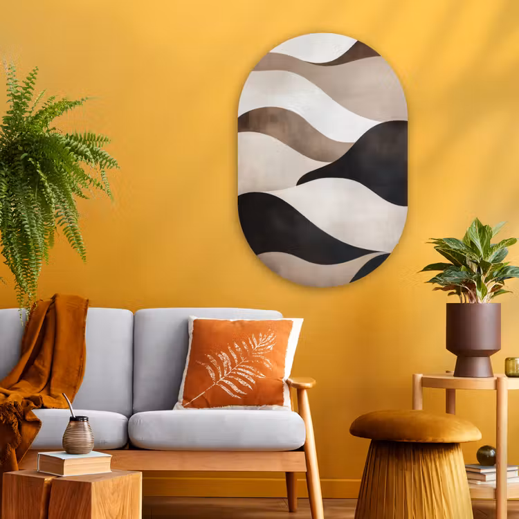 Muurovaal - Glas - Golven - Abstract - Beige — 3