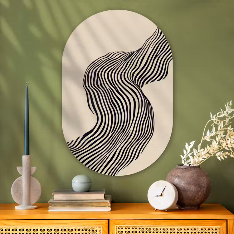 Muurovaal - Glas - Golvend - Lijnen - Abstract - Silhouet — 2