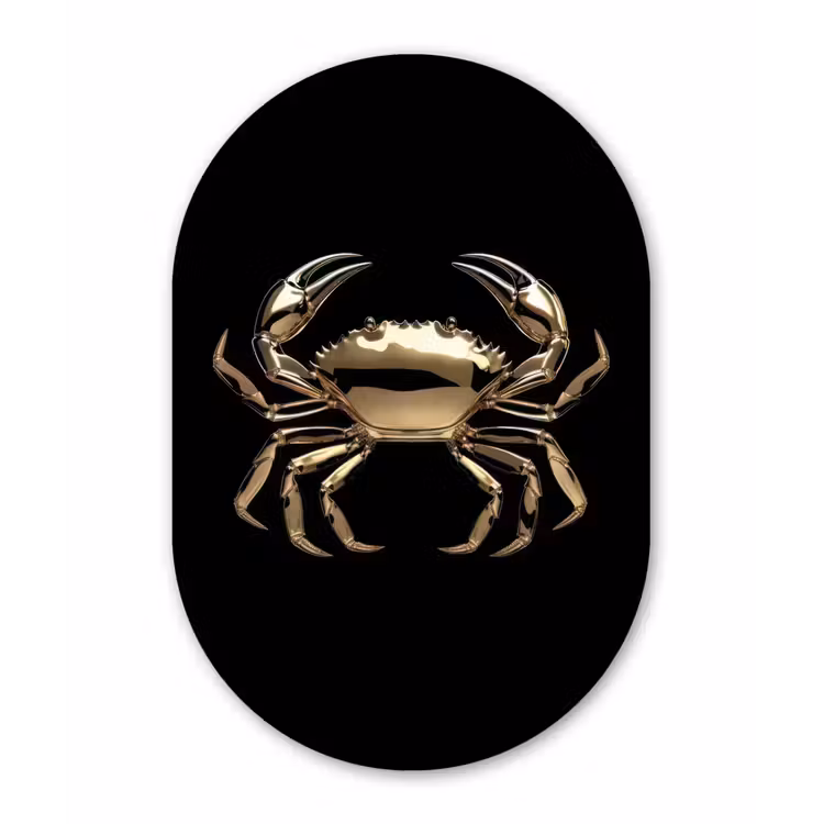 Muurovaal - Glas - Goud - Krab - Dieren - Zwart — 1