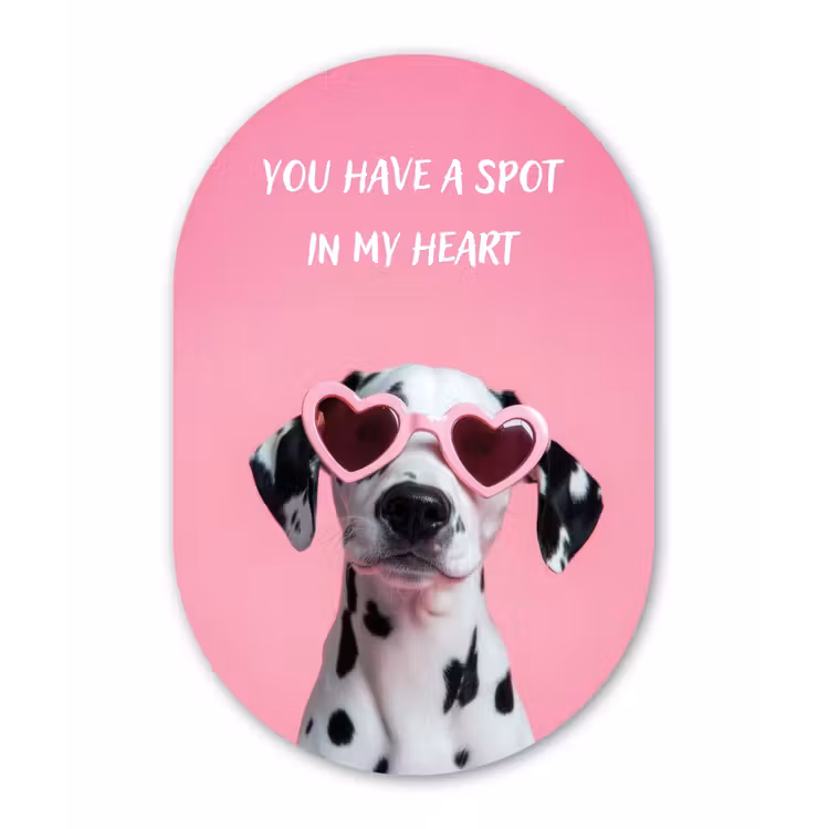 Muurovaal - Glas - Hartjes - Hond - Valentijn - Roze — 1