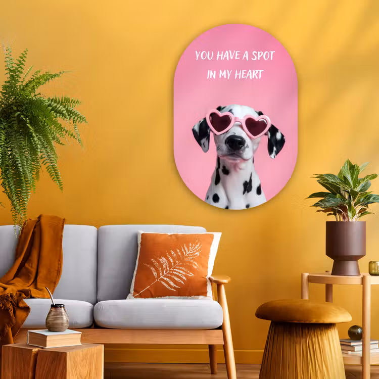 Muurovaal - Glas - Hartjes - Hond - Valentijn - Roze — 3