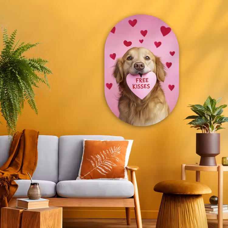 Muurovaal - Glas - Hond - Kiss- Valentijn - Hartjes — 3