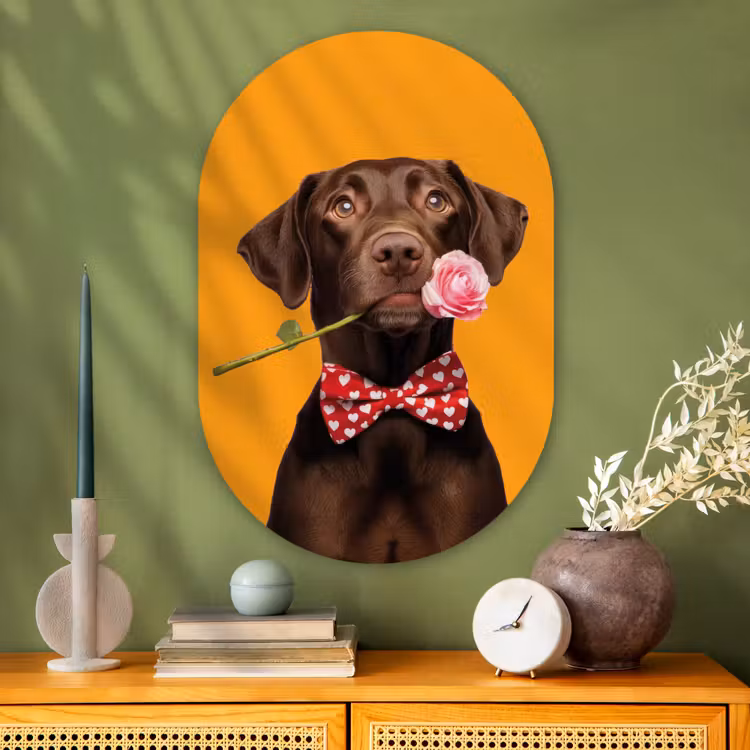 Muurovaal - Glas - Hond - Oranje - Roos - Valentijn — 2