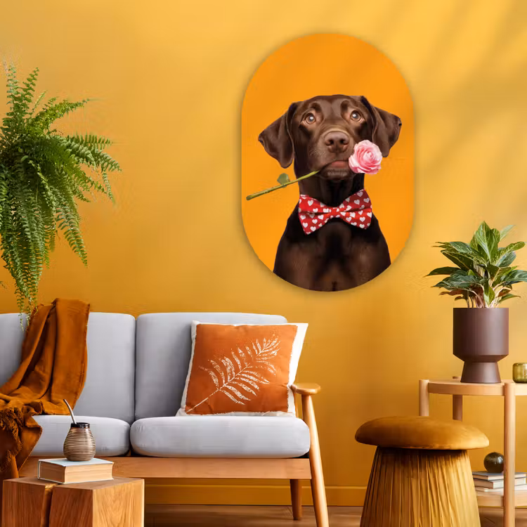 Muurovaal - Glas - Hond - Oranje - Roos - Valentijn — 3
