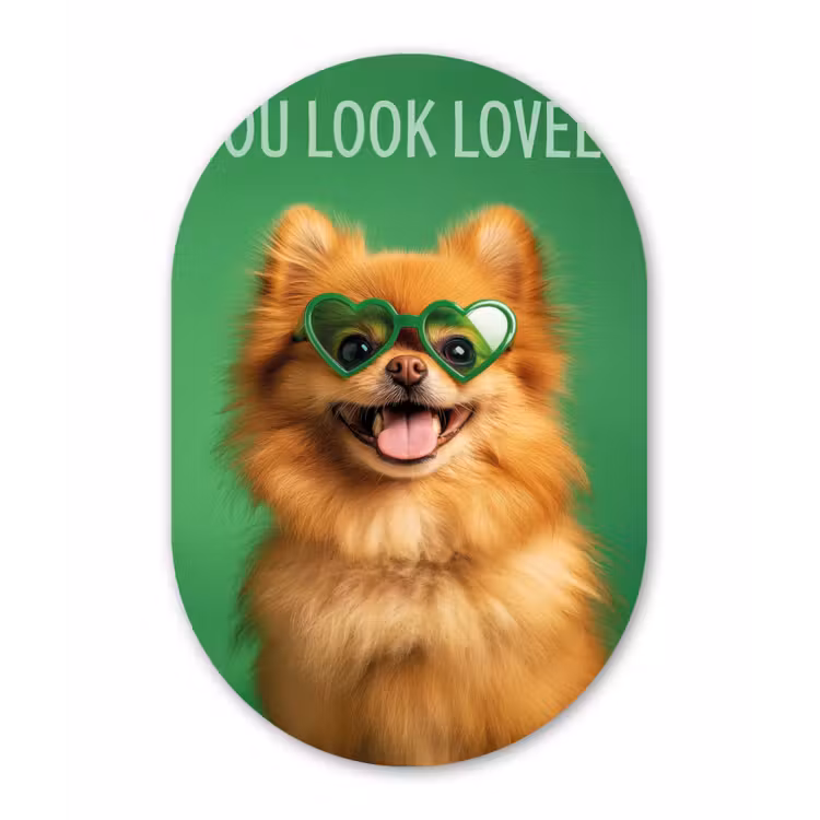 Muurovaal - Glas - Hond - Zonnebril - Valentijn - Love — 1