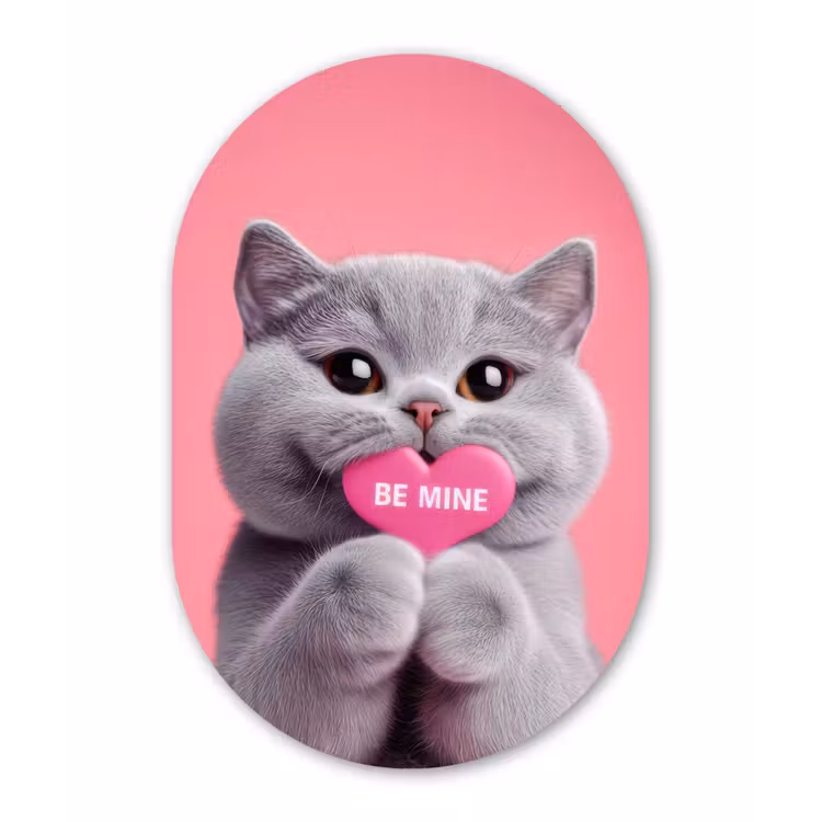 Muurovaal - Glas - Kat - Valentijn - Roze - Liefde — 1