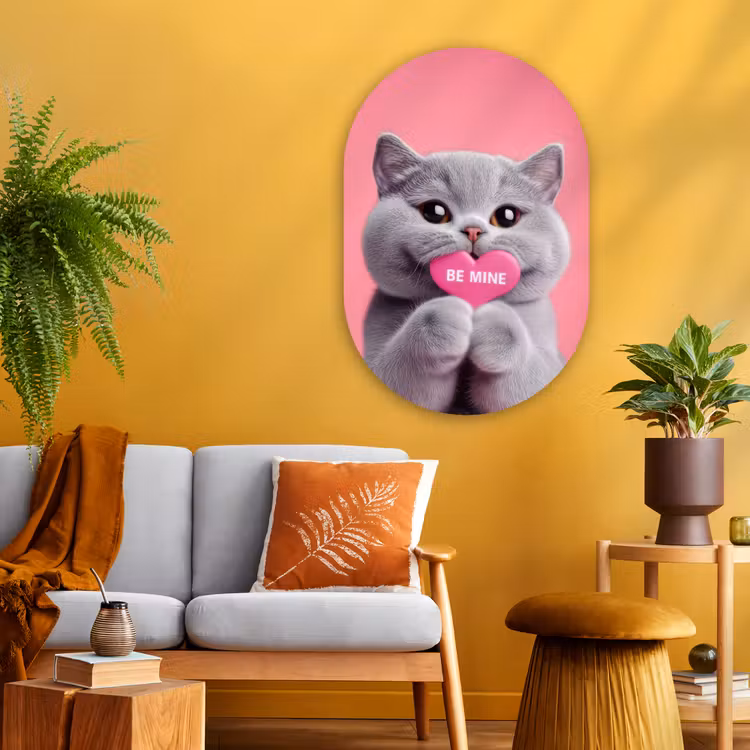 Muurovaal - Glas - Kat - Valentijn - Roze - Liefde — 3