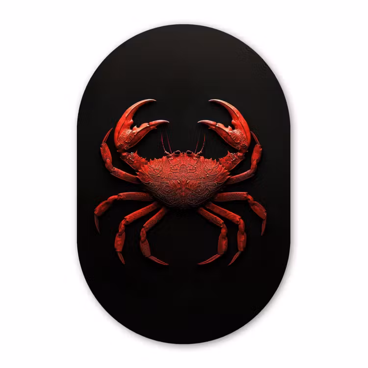 Muurovaal - Glas - Krab - Rood - Vissen - Schaaldieren — 1