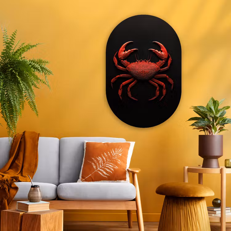 Muurovaal - Glas - Krab - Rood - Vissen - Schaaldieren — 3