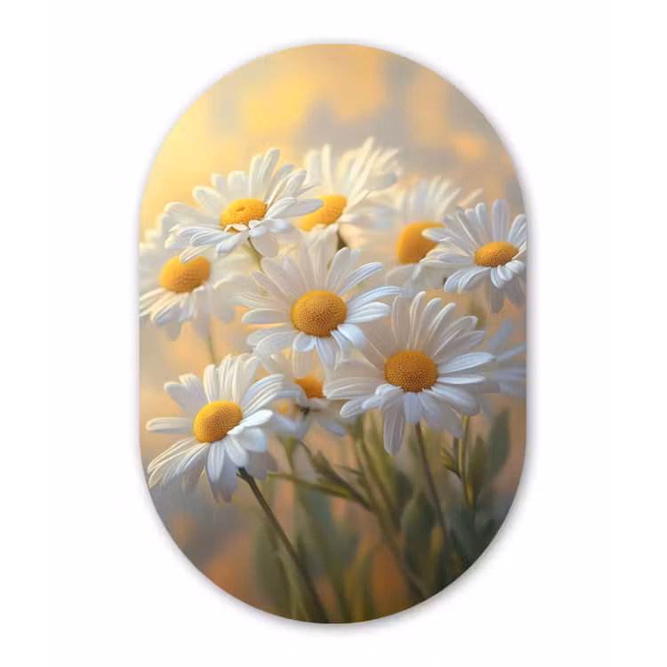 Muurovaal - Glas - Madeliefjes - Wit - Zonlicht — 1