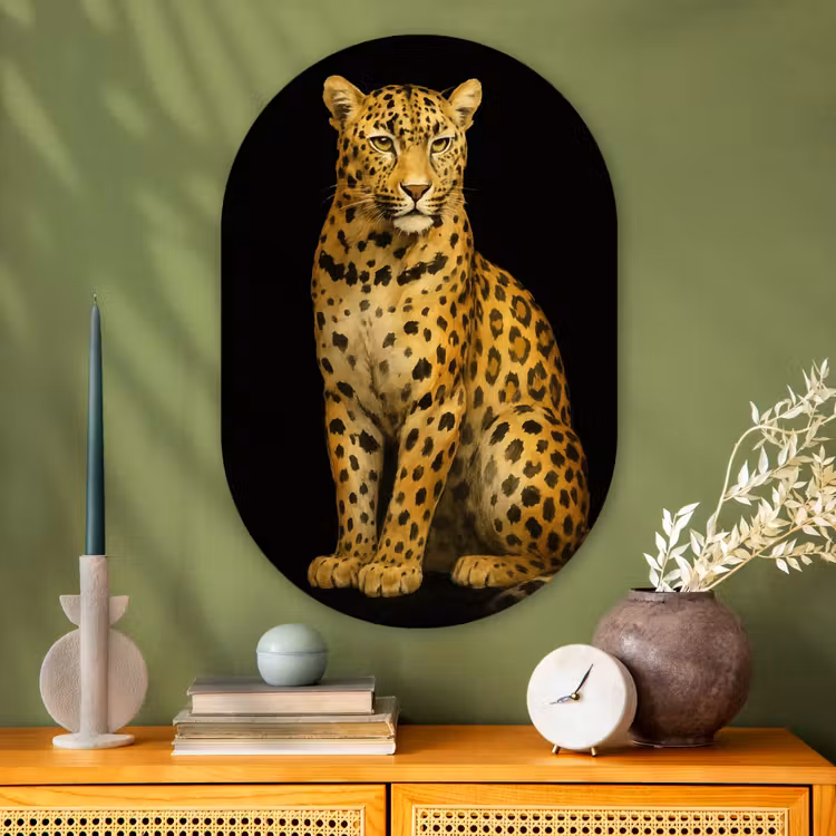Muurovaal - Glas - Panter - Realistisch - Bruin — 2