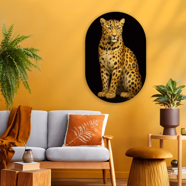 Muurovaal - Glas - Panter - Realistisch - Bruin — 3