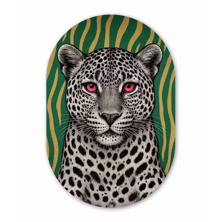 Muurovaal - Glas - Panter - Zebrapatroon - Groen — 1