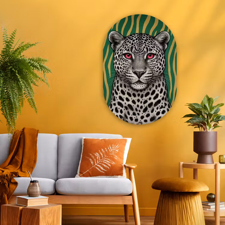 Muurovaal - Glas - Panter - Zebrapatroon - Groen — 3