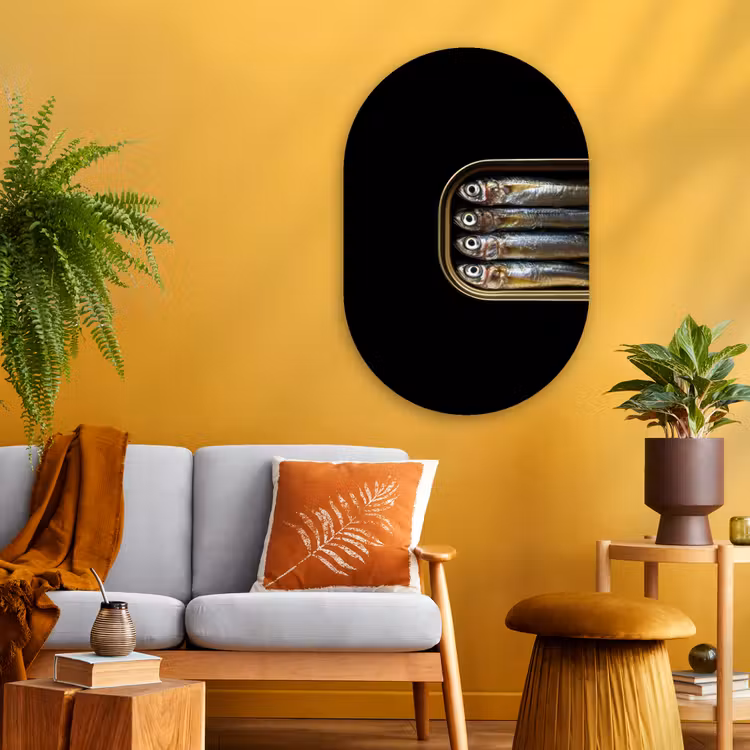 Muurovaal - Glas - Sardines - Blik - Zwart - Vissen — 3