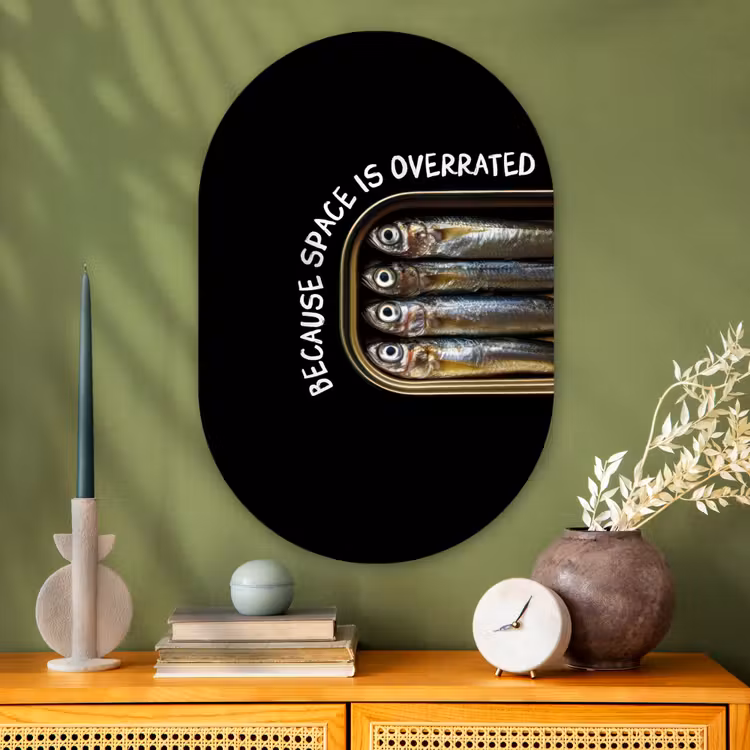 Muurovaal - Glas - Sardines - Tekst - Vis - Blik — 2