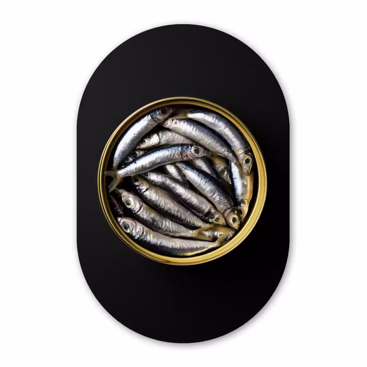 Muurovaal - Glas - Sardines - Vissen - Rond - Zwart — 1