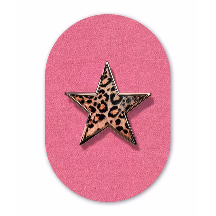 Muurovaal - Glas - Ster - Luipaard - Print - Roze — 1