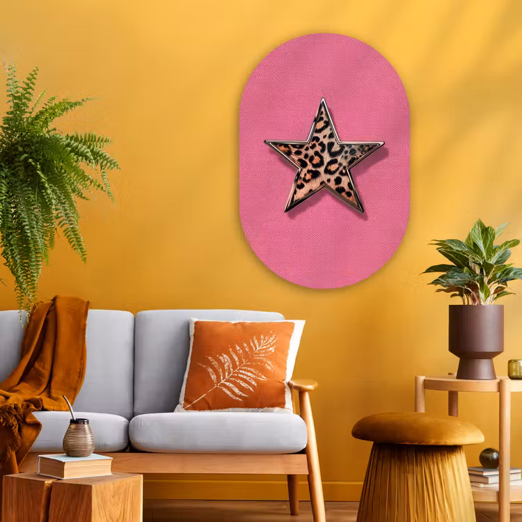 Muurovaal - Glas - Ster - Luipaard - Print - Roze — 3