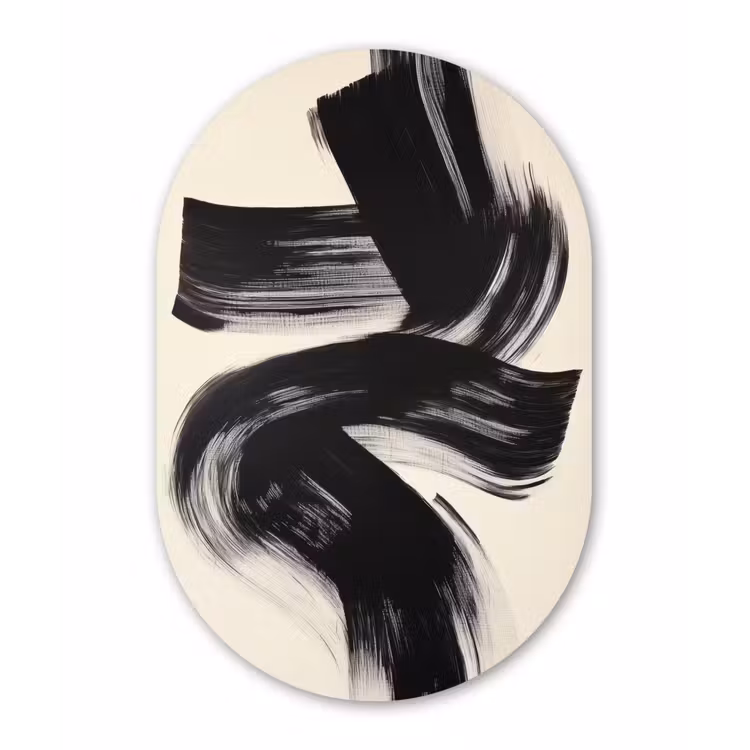 Muurovaal - Glas - Strepen - Zwart - Abstract — 1