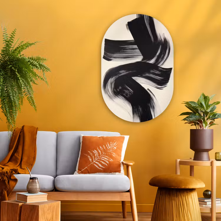 Muurovaal - Glas - Strepen - Zwart - Abstract — 3