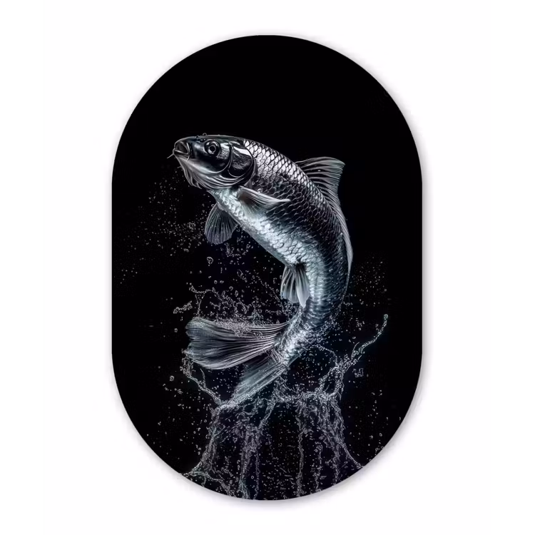 Muurovaal - Glas - Vis - Koi - Zwart - Water — 1