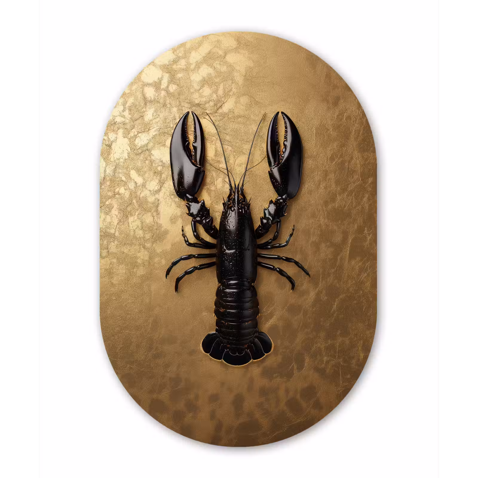 Muurovaal - Glas - Kreeft - Zwart - Goud - Luxe — 1