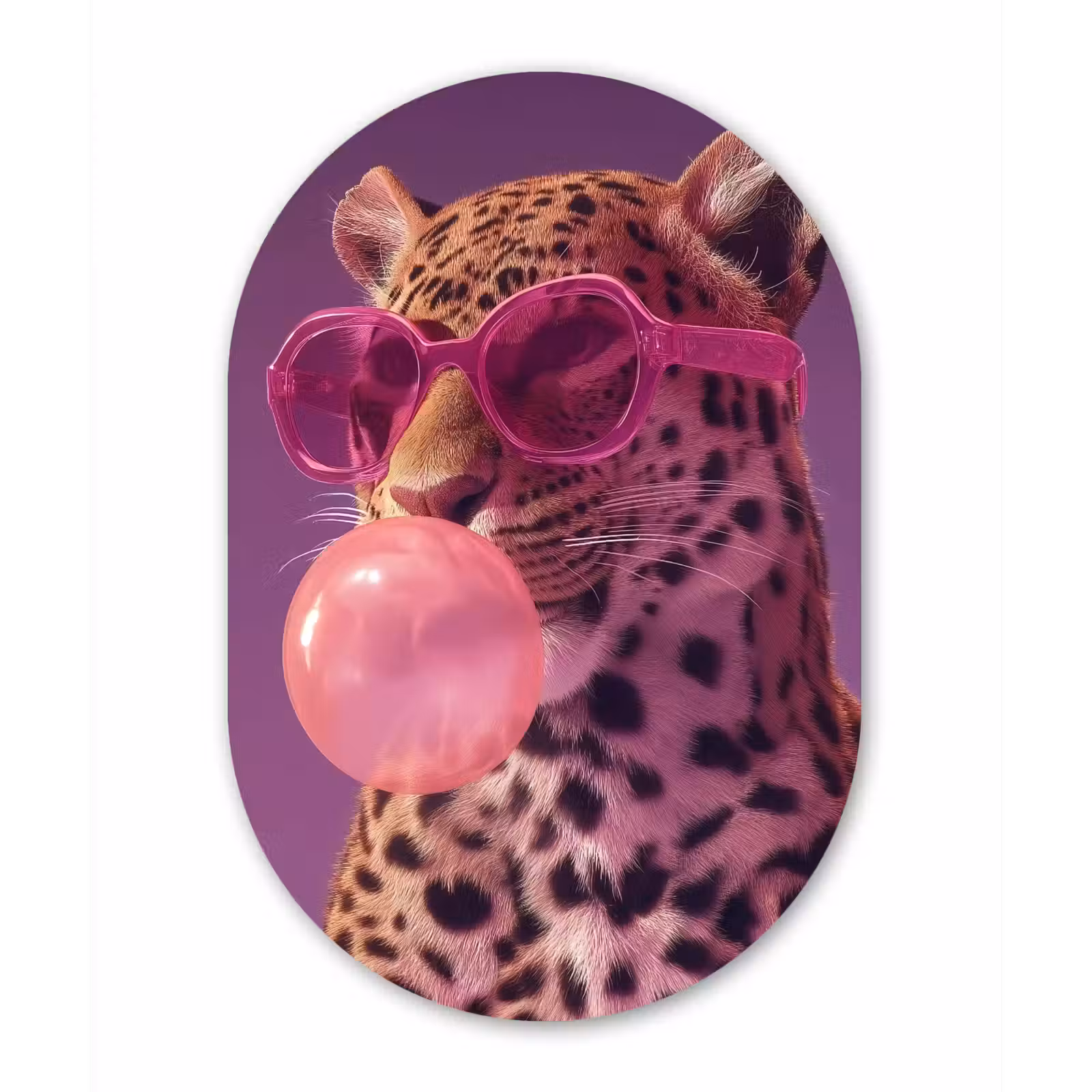 Muurovaal - Glas - Panter - Zonnebril - Kauwgombel - Roze — 1