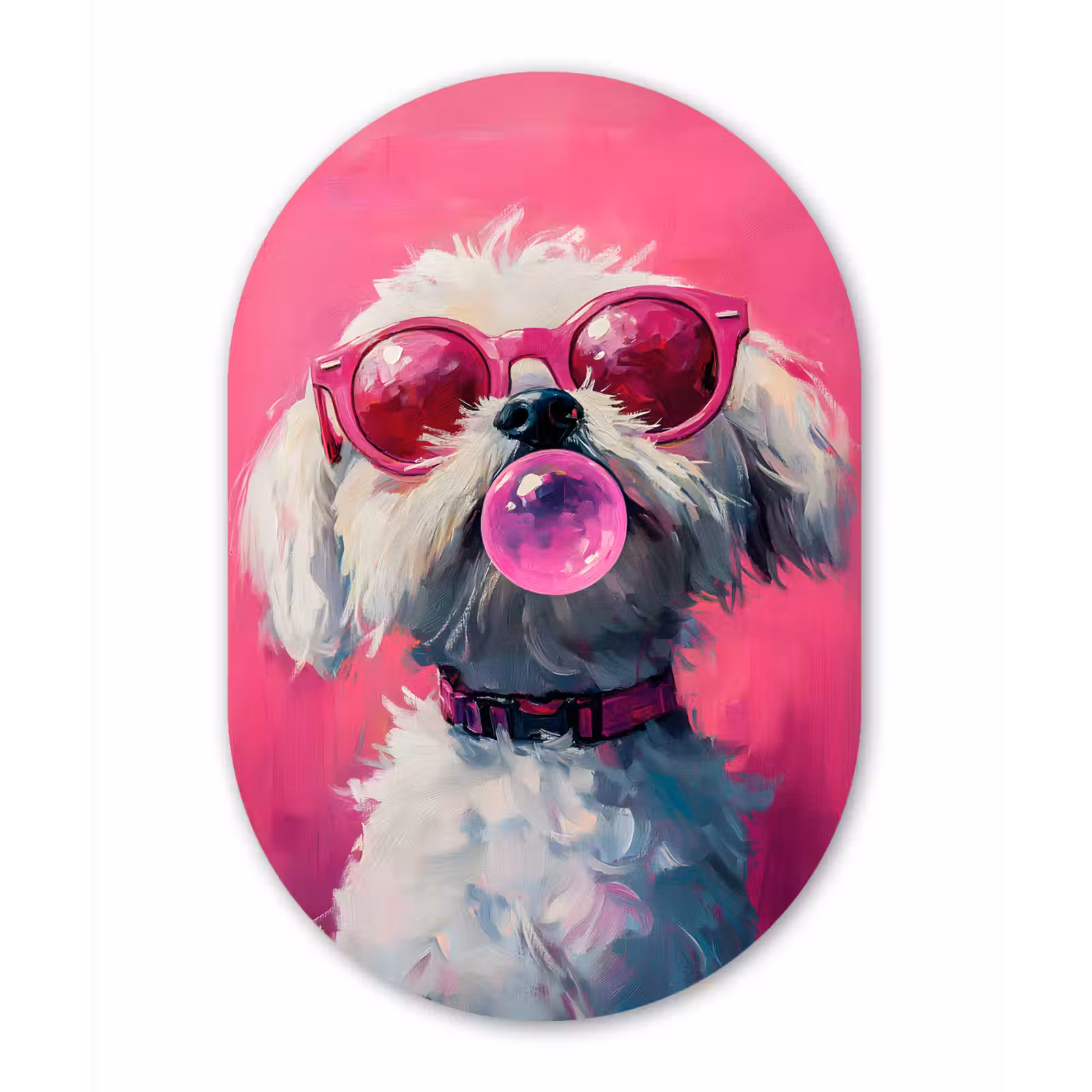 Muurovaal - Glas - Pink - Hond - Bubbel — 1