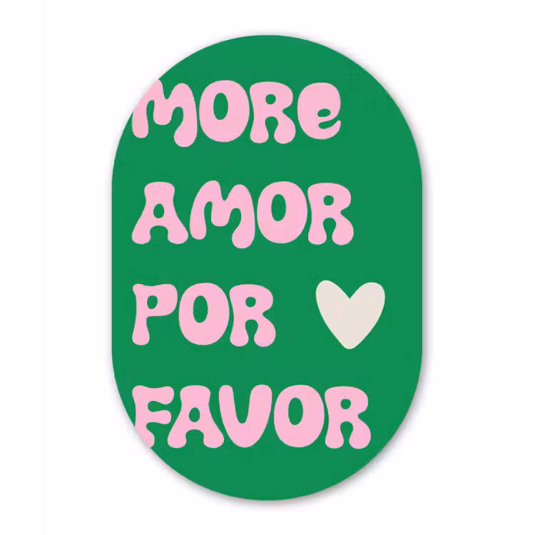Muurovaal - Glas - Amor - Valentijn - Groen - Tekst — 1