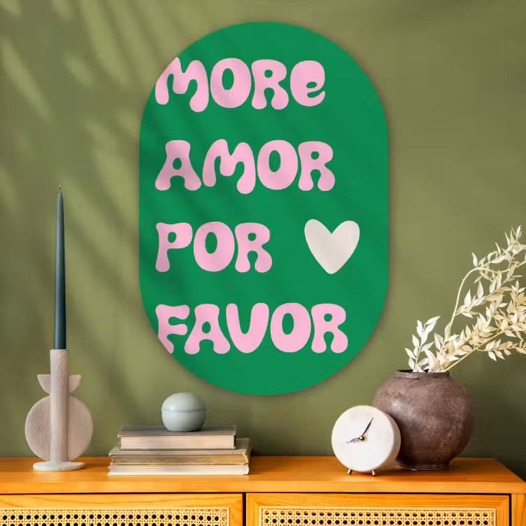 Muurovaal - Glas - Amor - Valentijn - Groen - Tekst — 2
