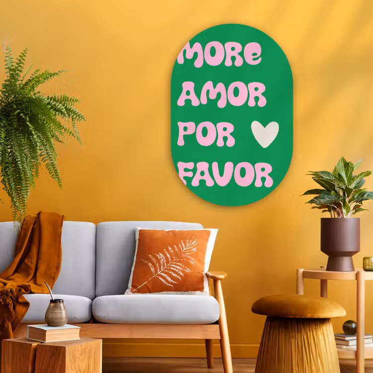 Muurovaal - Glas - Amor - Valentijn - Groen - Tekst — 3