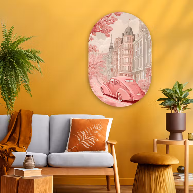 Muurovaal - Glas - City - Car - Pink — 3