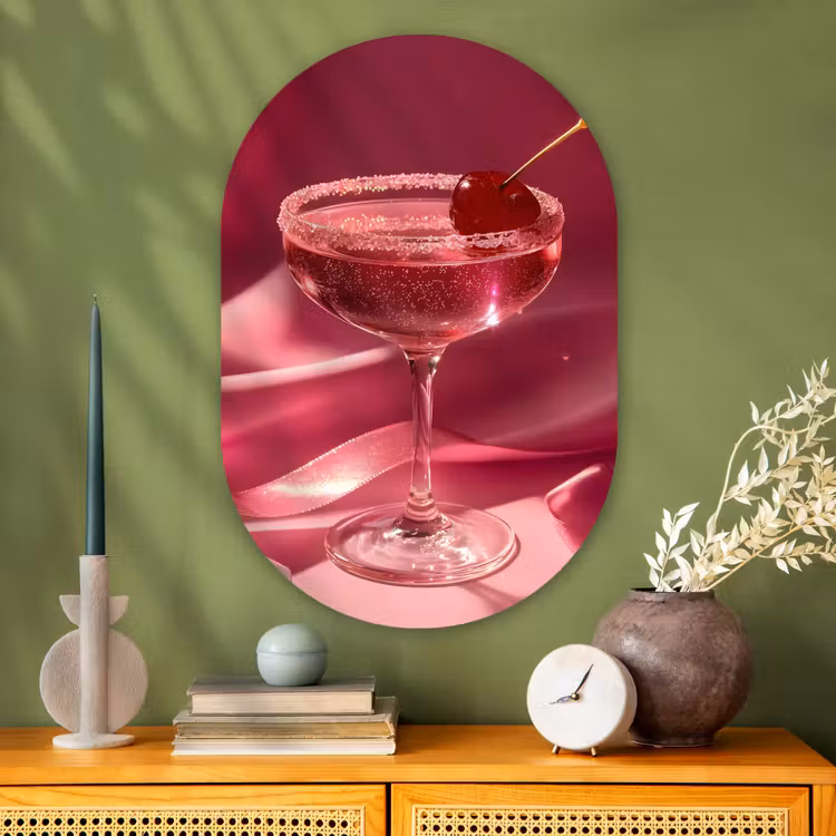 Muurovaal - Glas - Cocktail - Pink - Luxe — 2