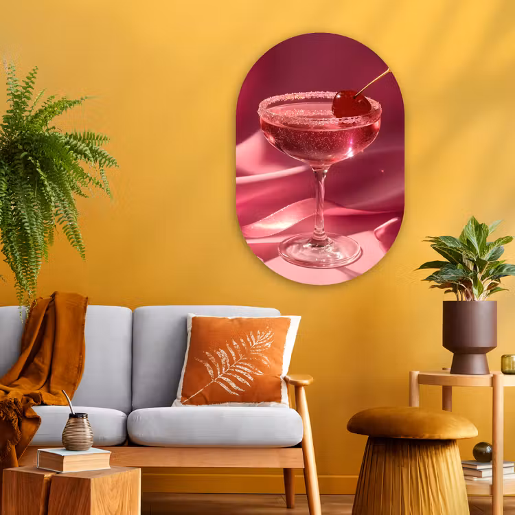 Muurovaal - Glas - Cocktail - Pink - Luxe — 3