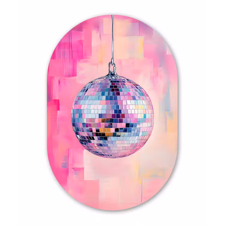 Muurovaal - Glas - Discobal - Pink - Verf — 1