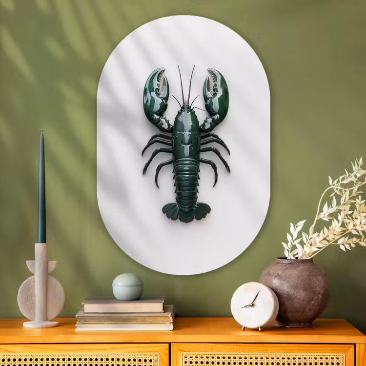 Muurovaal - Glas - Kreeft - Glossier - Groen - Wit — 2
