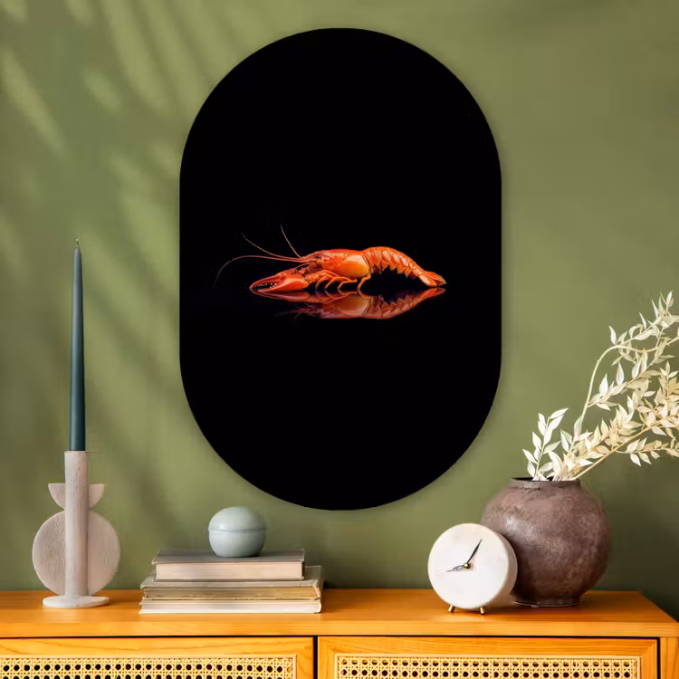Muurovaal - Glas - Kreeft - Oranje - Zwart - Opvallend — 2