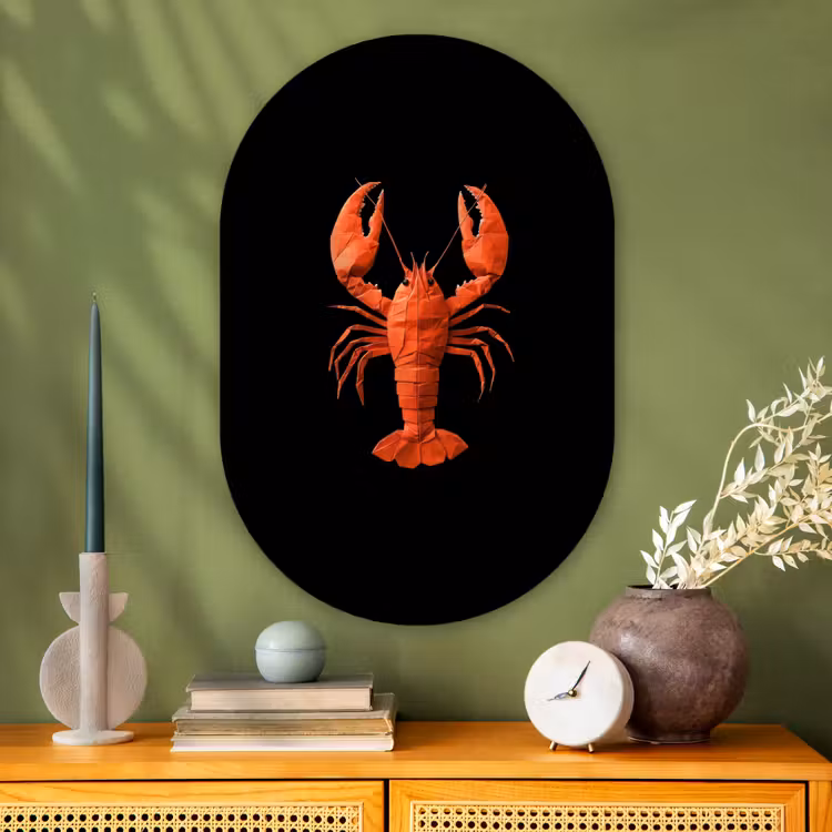 Muurovaal - Glas - Kreeft - Papier - Origami papier - Rood — 2