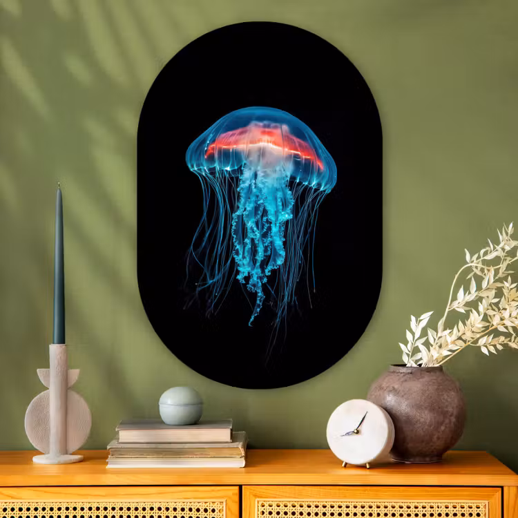 Muurovaal - Glas - Kwal - Tentakels - Blauw - Licht — 2