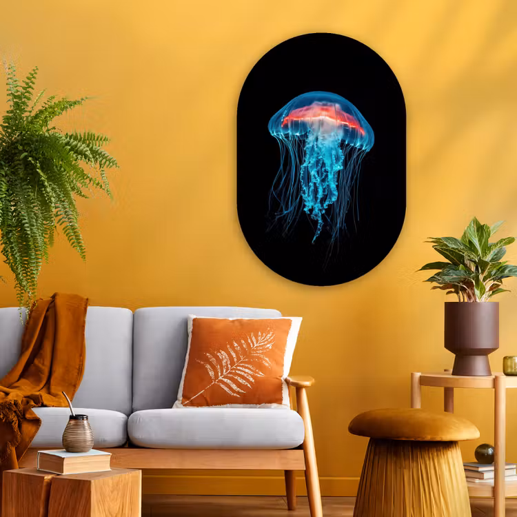 Muurovaal - Glas - Kwal - Tentakels - Blauw - Licht — 3