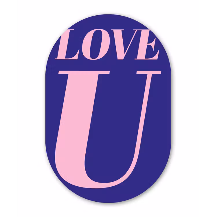 Muurovaal - Glas - Love - Blauw - Valentijn — 1